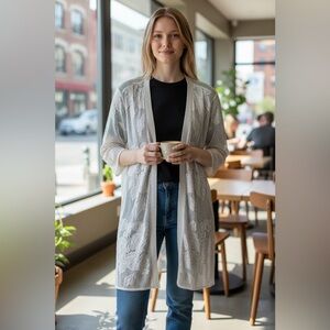 Chico's Silver Lace Cardigan